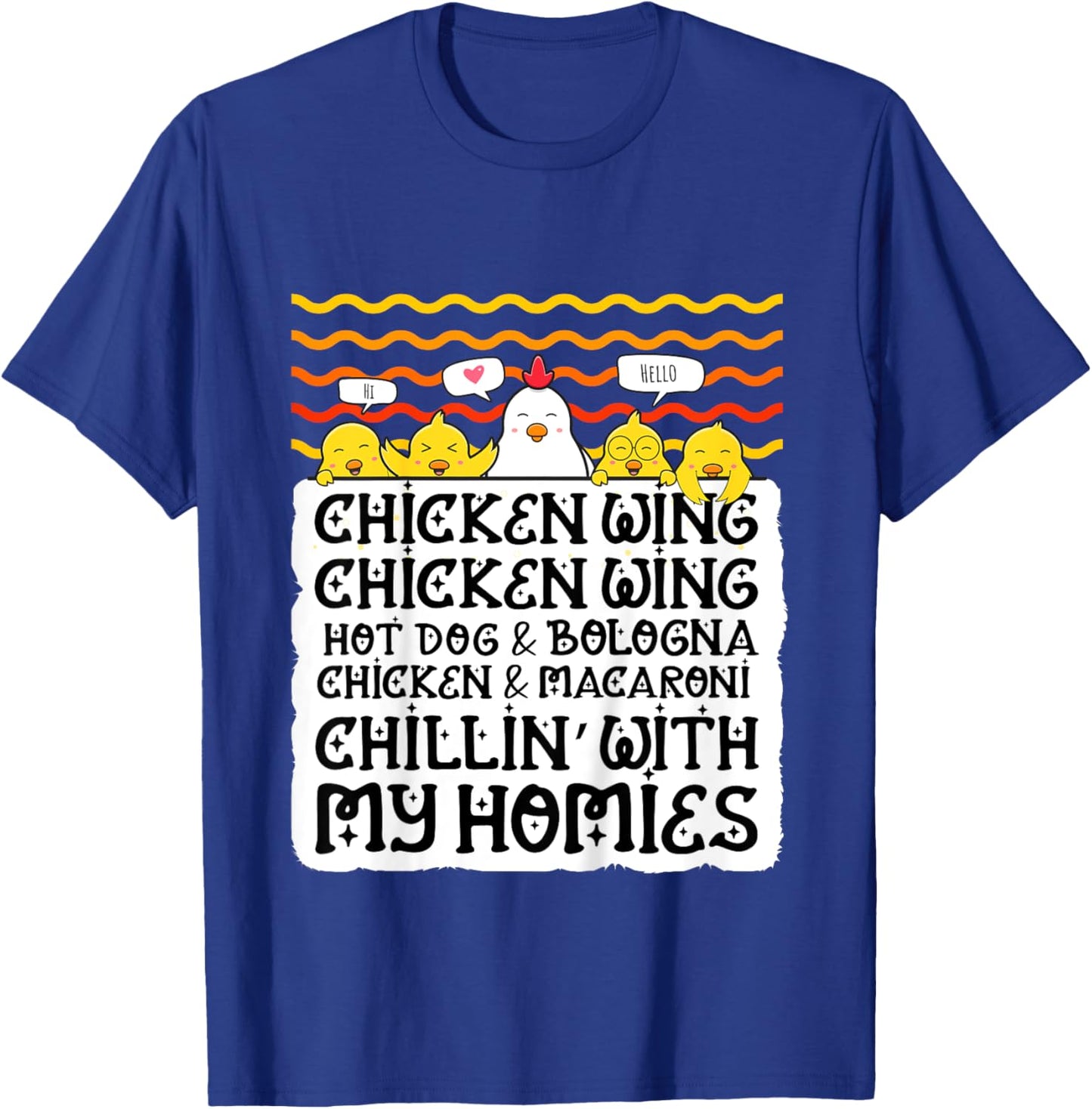 Kids Chicken Wing Chicken Wing Hot Dog and Bologna Macaroni T-Shirt - T-Shirt | Royal