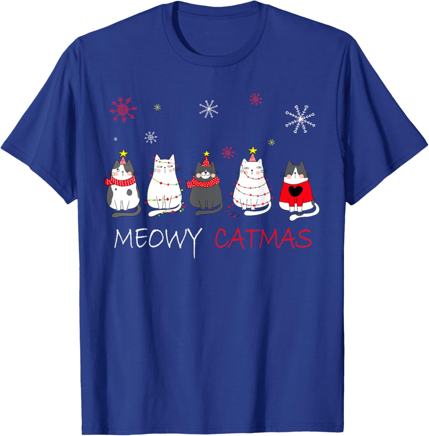 Meowy Catmas Christmas Funny Cats T-Shirt - T-Shirt | Royal