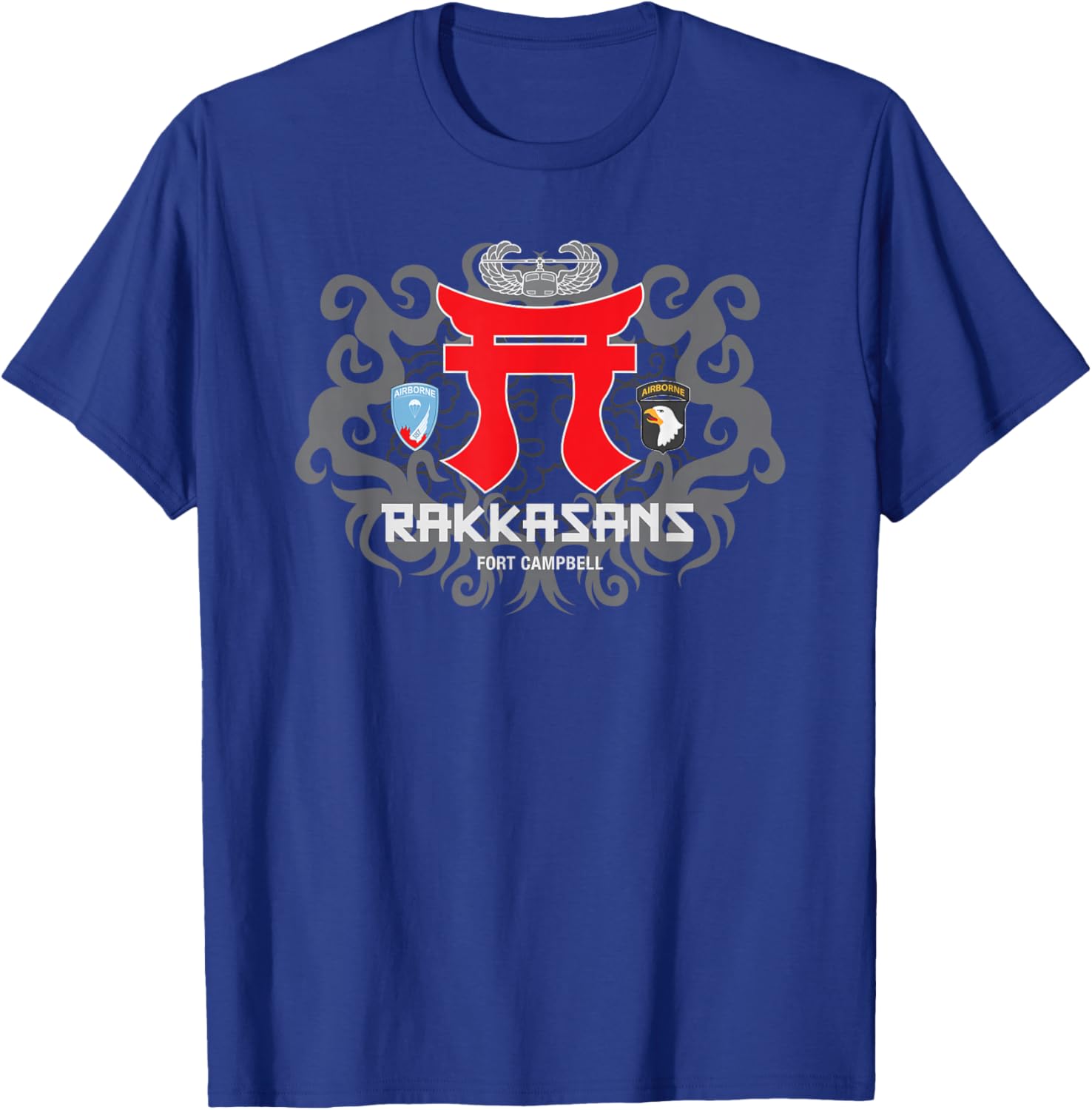 MEDALS OF AMERICA EST. 1976 RAKKASANS FORT CAMPBELL Black Adult T-Shirt - T-Shirt | Royal