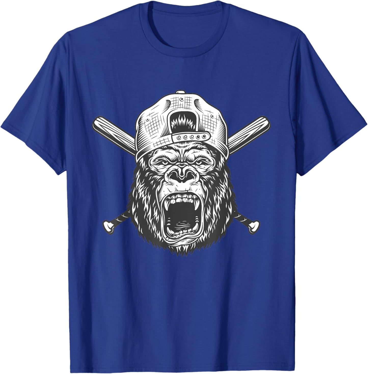 Gorilla Baseball Player - Gorilla Head - Gorilla Male T-Shirt - T-Shirt | Royal
