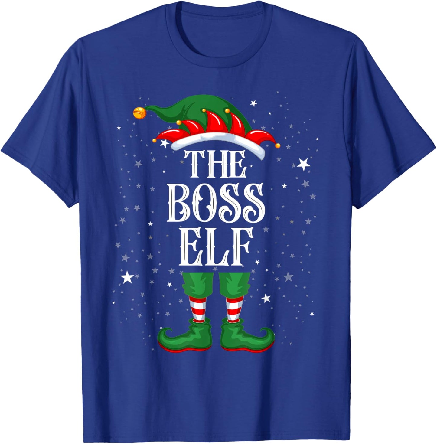 Christmas Elf Matching Family Group Funny The Boss Elf T-Shirt - T-Shirt | Royal