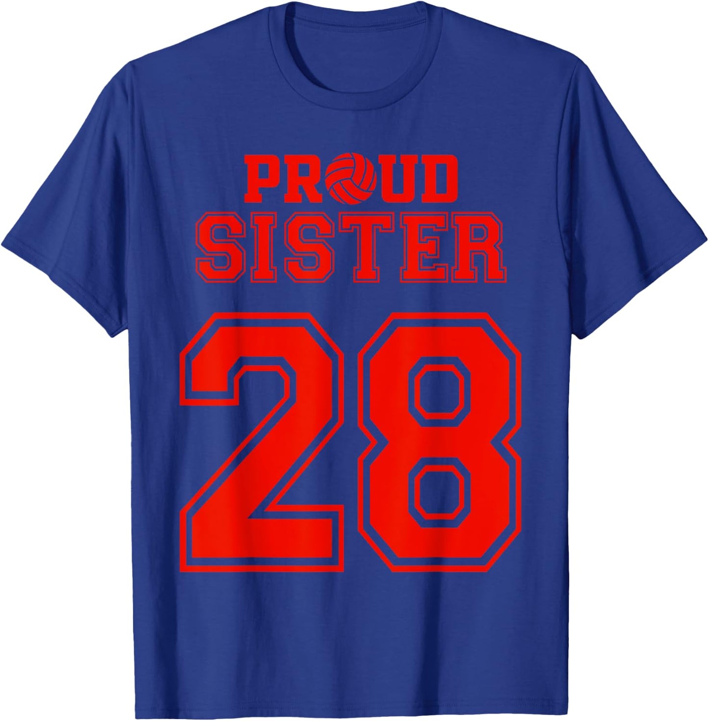 Proud Volleyball Sister Number 28 R T-Shirt - T-Shirt | Royal