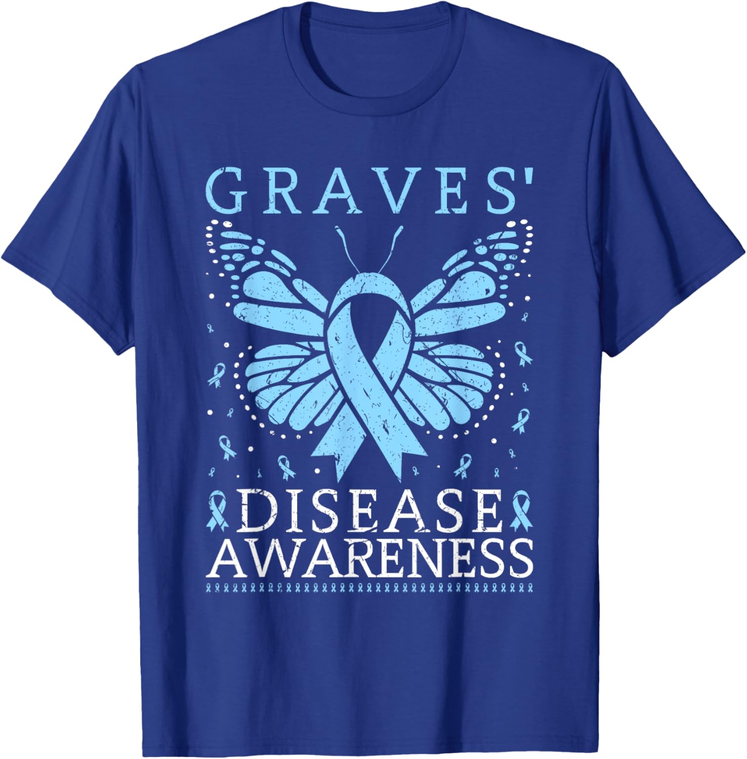 Graves Disease Awareness Butterfly Ribbon Thyroid T-Shirt - T-Shirt | Royal