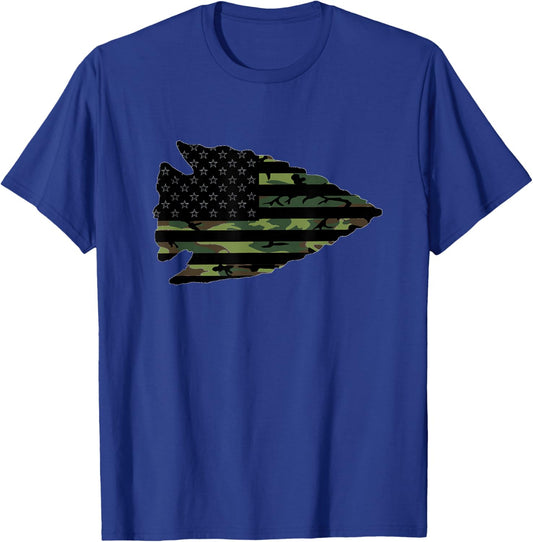 Arrowhead Hunter Camougflage USA Flag Arrowhead Hunting T-Shirt - T-Shirt | Royal