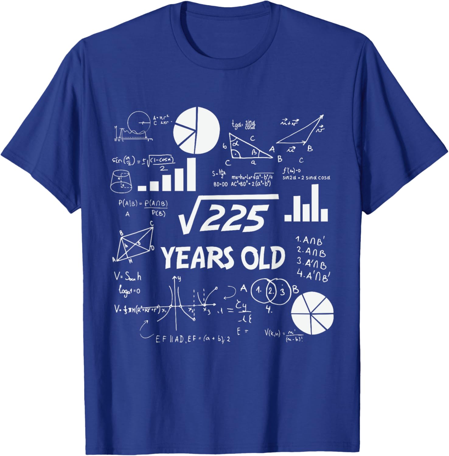 15th Birthday Square Root of 225 Math 15 Years Old Birthday T-Shirt - T-Shirt | Royal