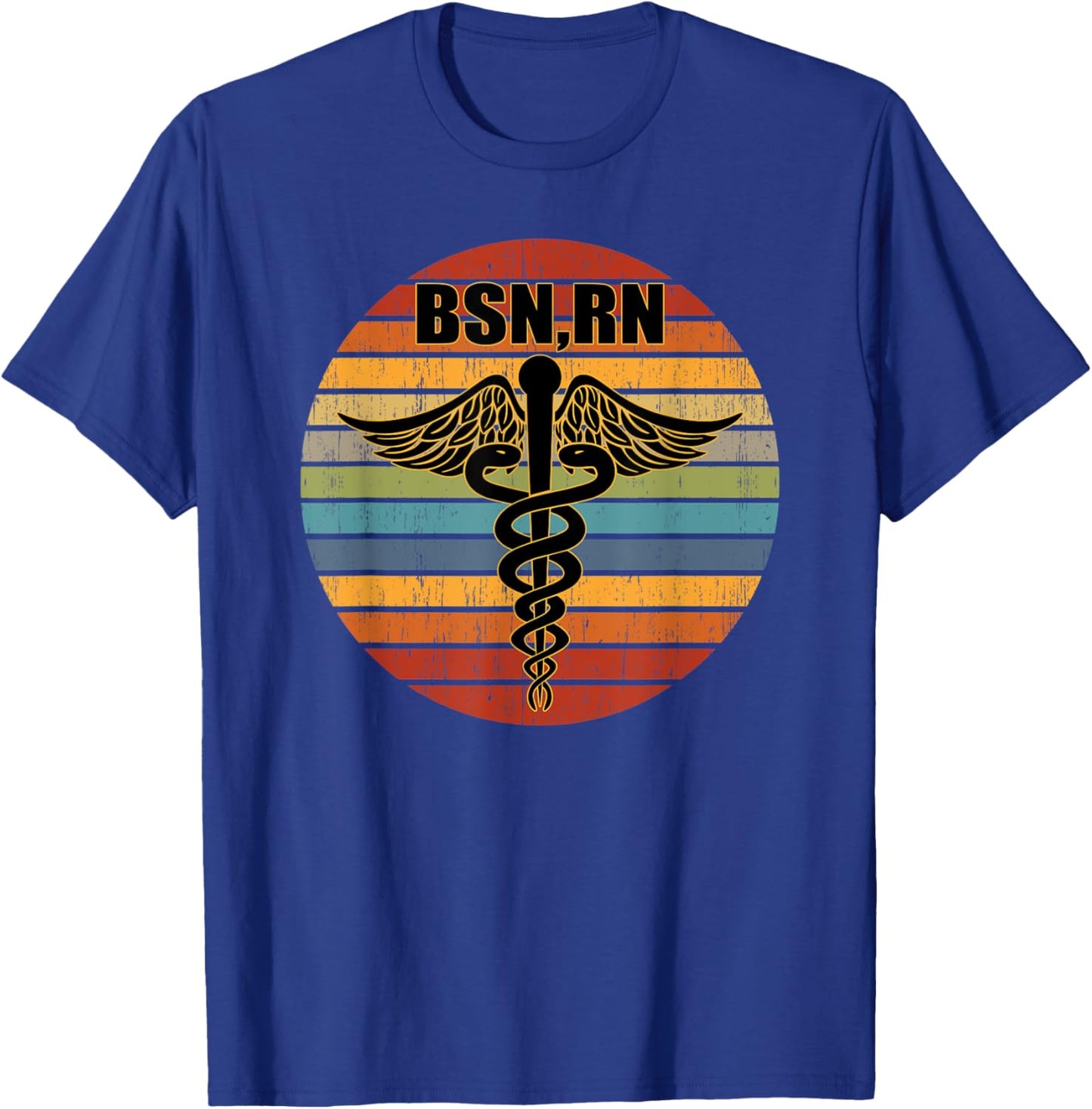 BSN Registered Nurse RN Caduceus Symbol Retro BSN, RN Role T-Shirt - T-Shirt | Royal