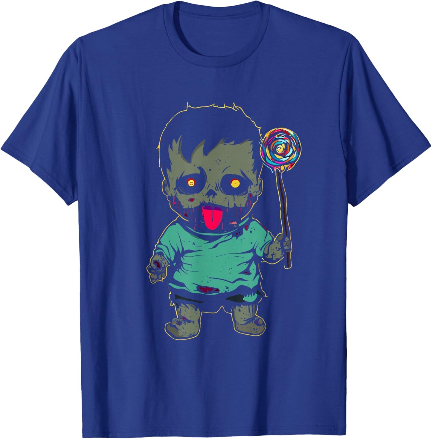 Zombie Baby With Lollipop - Spooky Monster Halloween Costume T-Shirt - T-Shirt | Royal