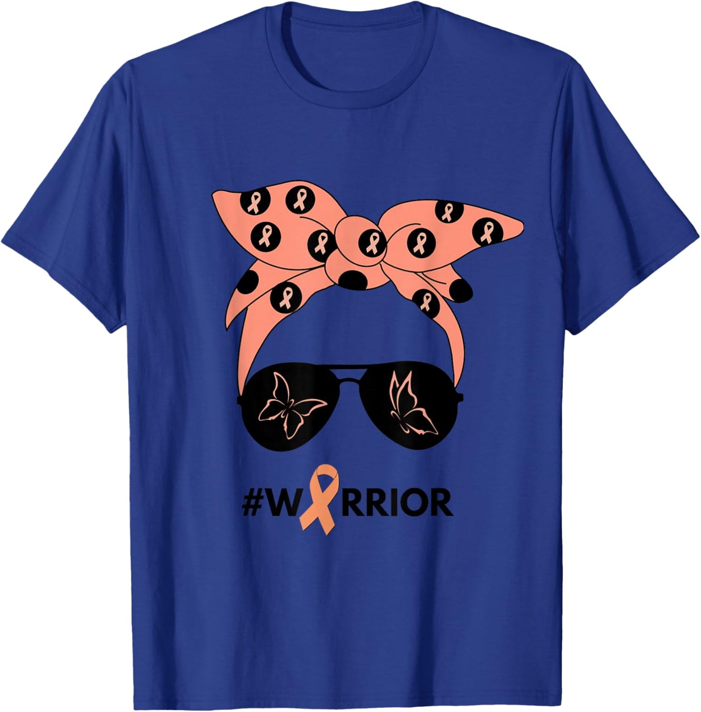 Peach Ribbon Uterine Endometrial Cancer Warrior Bandana T-Shirt - T-Shirt | Royal