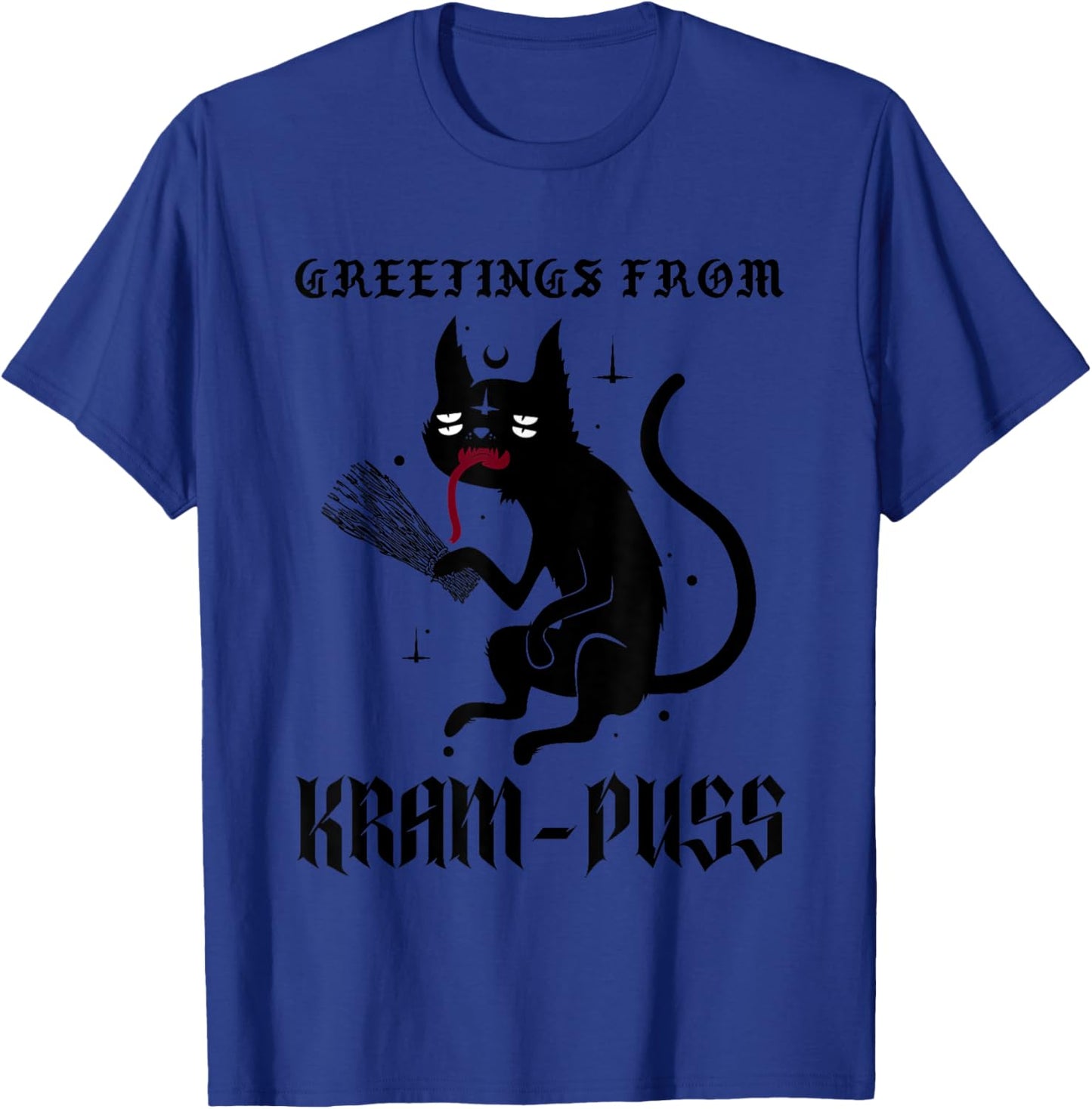 Funny Krampus Cat Christmas Greetings From Kram-Puss Pagan Women Kids T-Shirt - T-Shirt | Royal