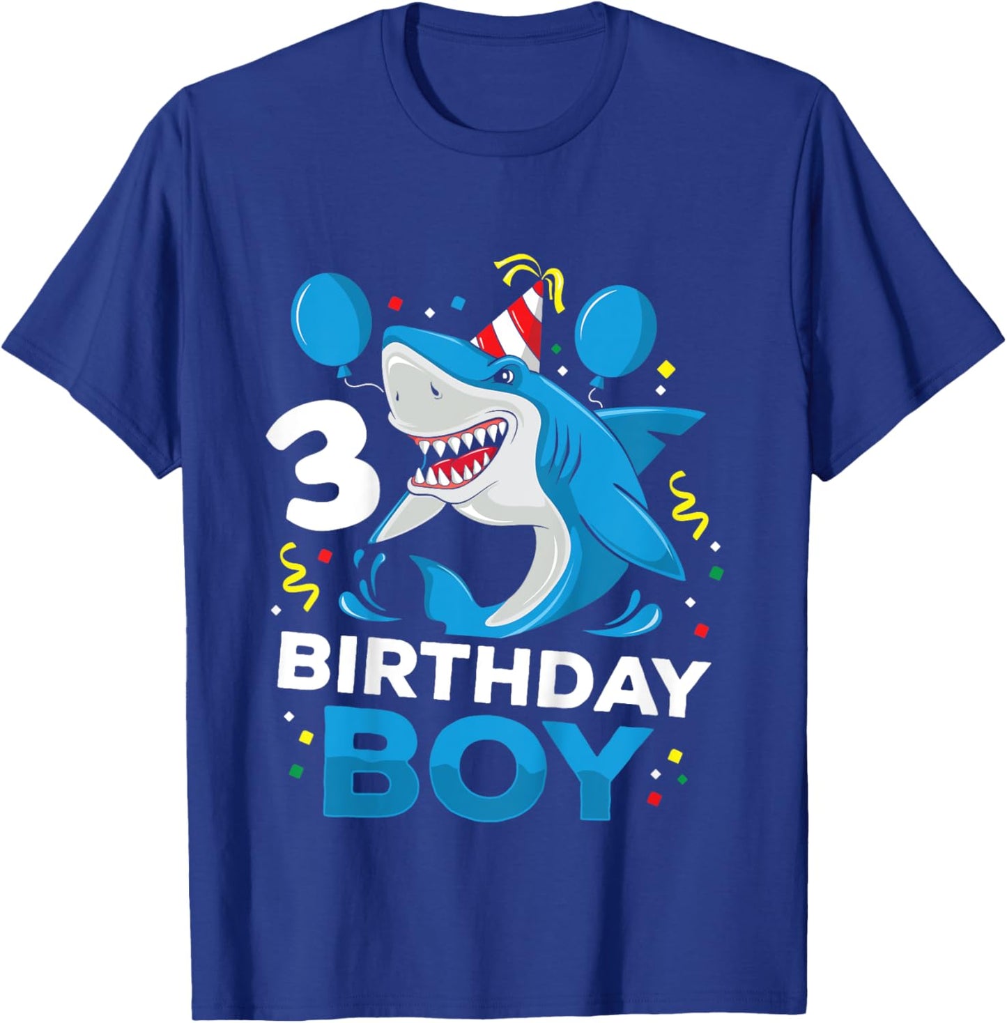 Kids 3rd Birthday Boy Shark Ocean Theme Party 3 Years Old Toddler T-Shirt - T-Shirt | Royal