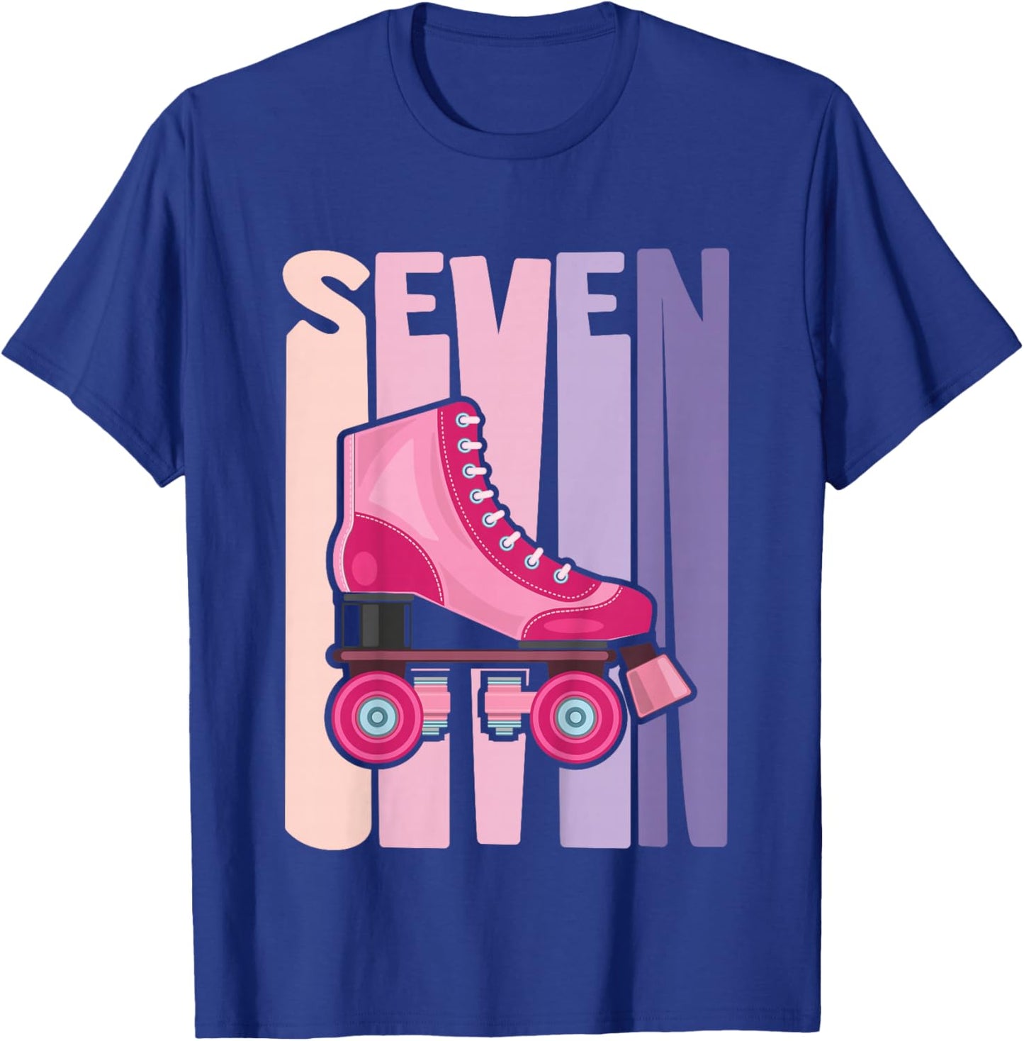 7 Year Old Cute Roller Skating Birthday Girl 7th B-Day T-Shirt - T-Shirt | Royal