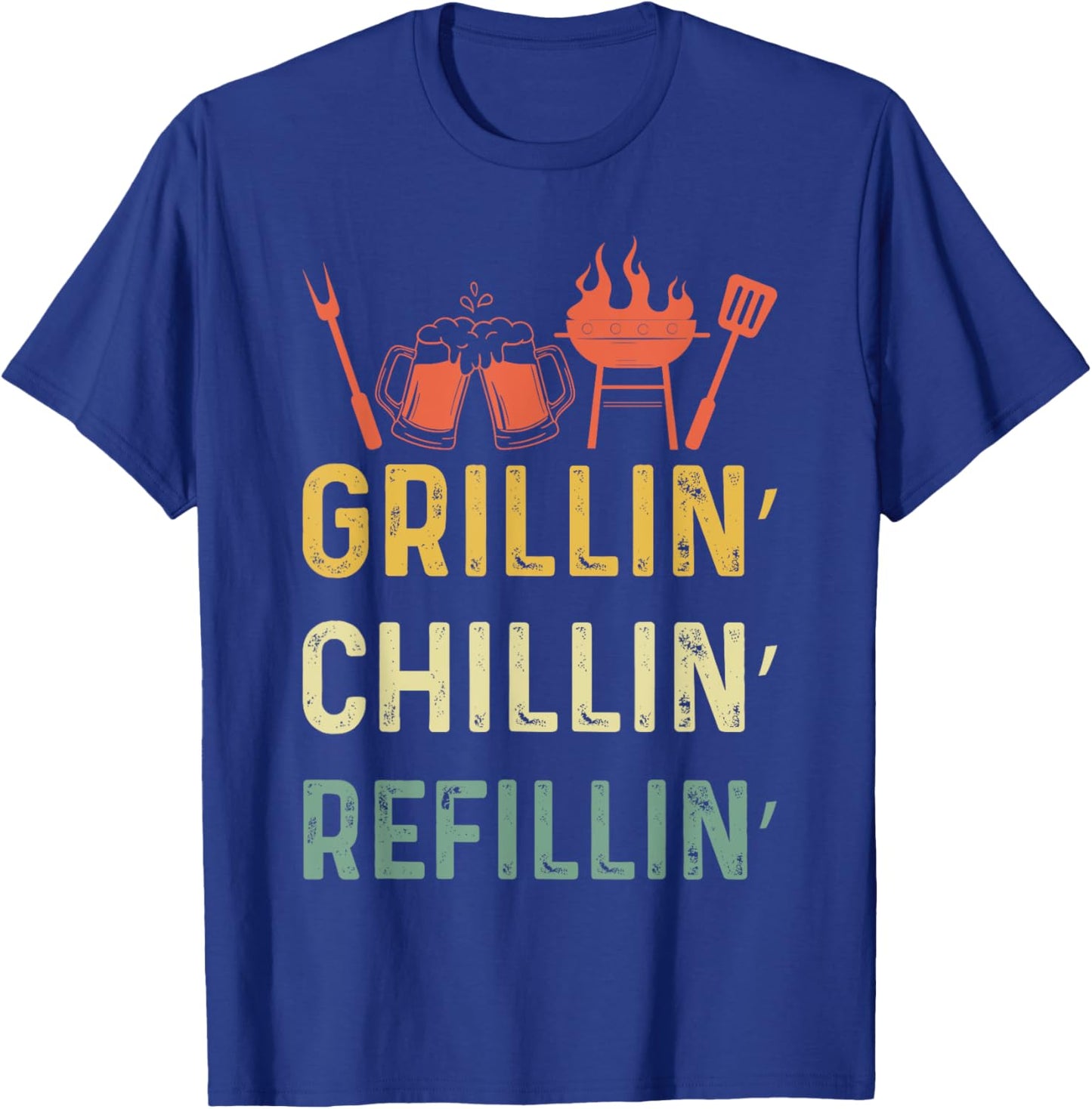 Funny Vintage Grill Dad - Grilling Chilling Refilling T-Shirt - T-Shirt | Royal