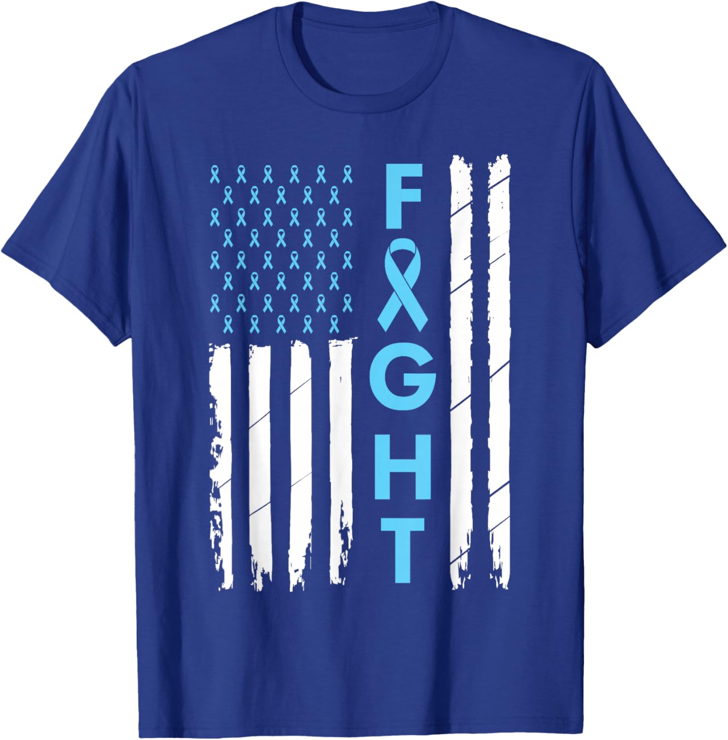 USA Prostate Cancer Awareness Light Blue Ribbon Survivor T-Shirt - T-Shirt | Royal