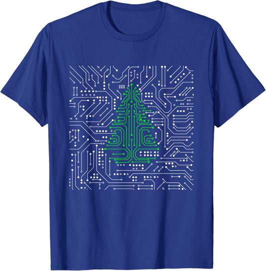 CPU motherboard circuit IT Christmas tree computer scientist T-Shirt - T-Shirt | Royal