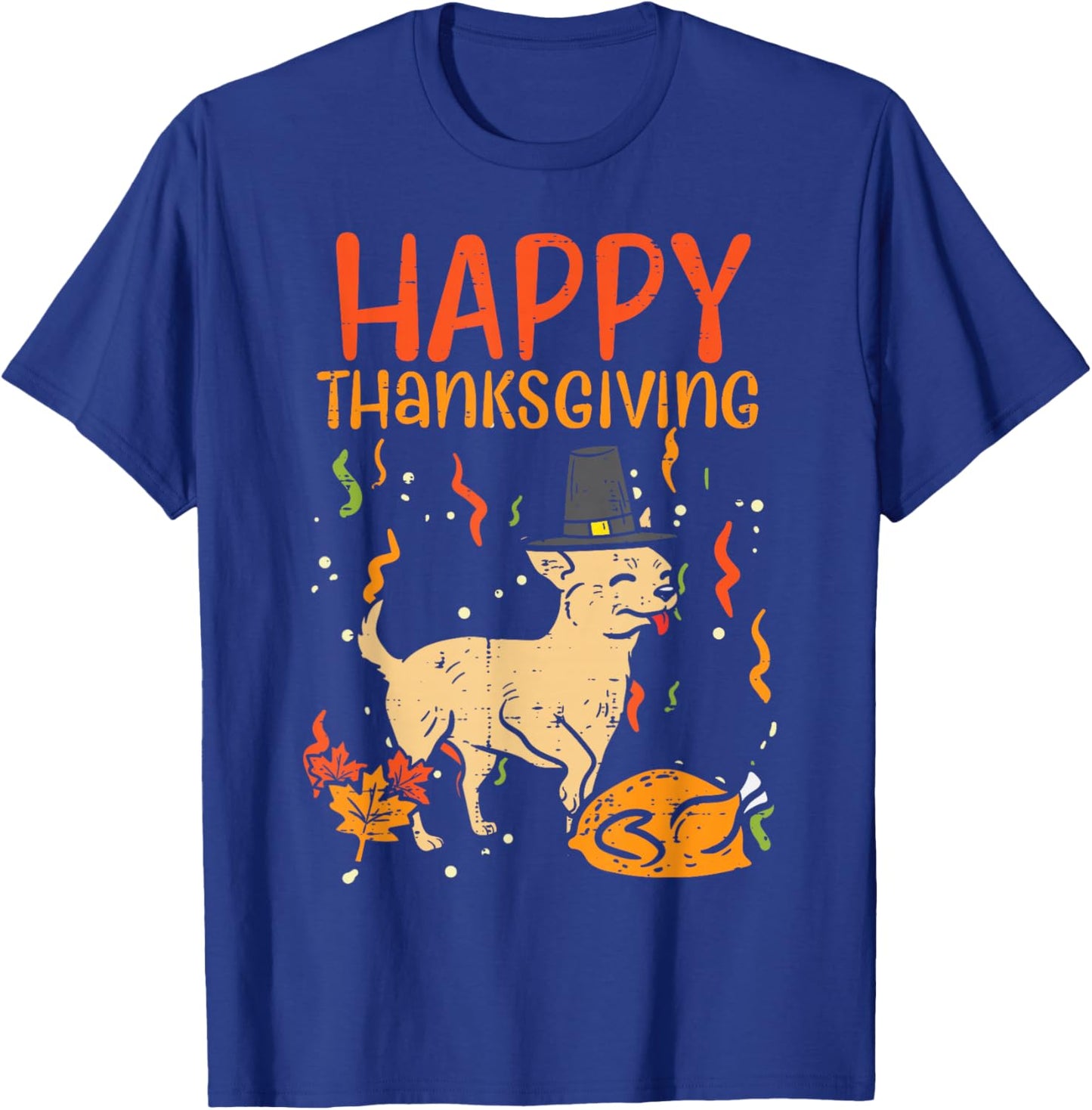 Happy Thanksgiving Chihuahua Turkey Chiwawa Dog Fall Autumn T-Shirt - T-Shirt | Royal