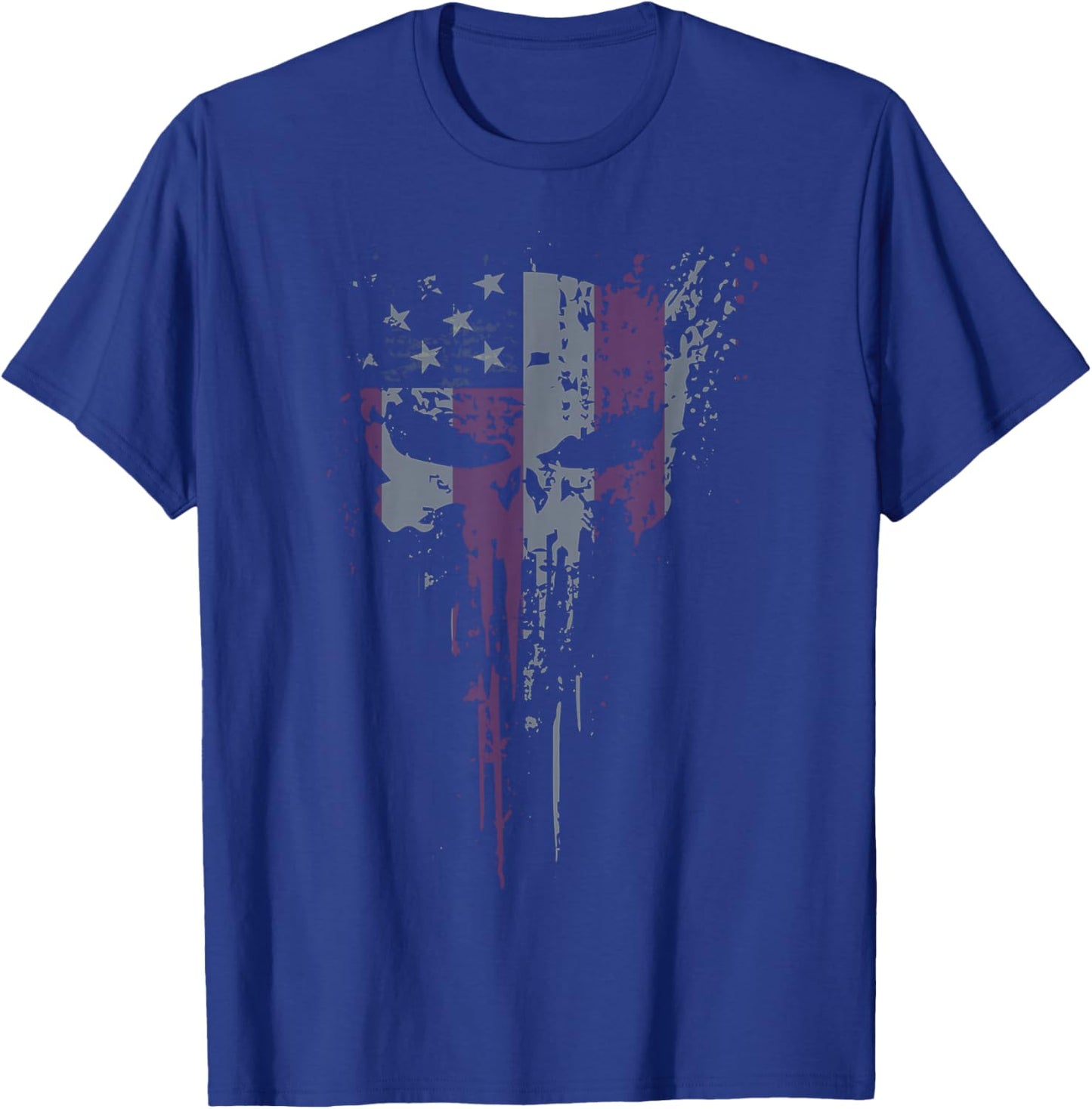 American Skull Flag Ghost Reaper Patriotic T-Shirt - T-Shirt | Royal