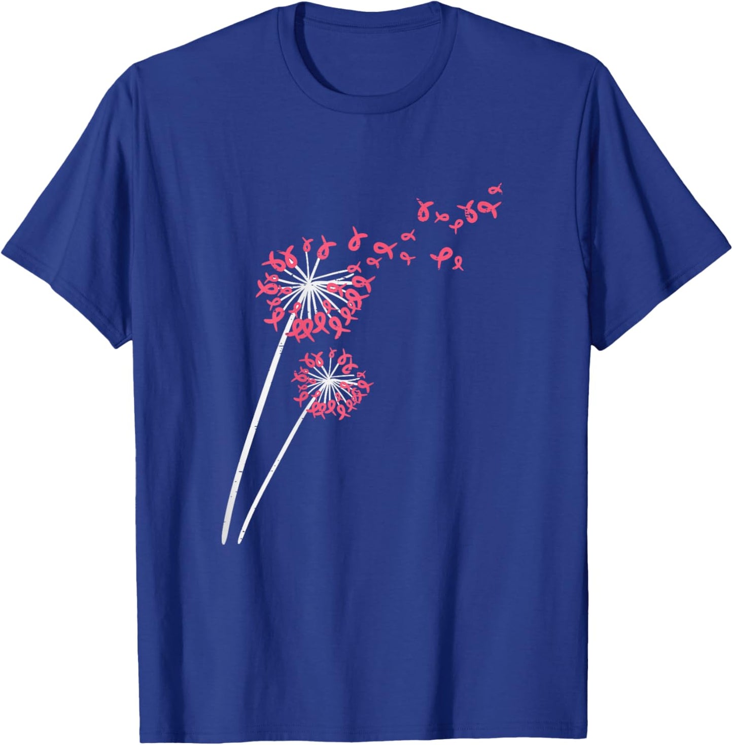 Pink Ribbon Dandelion Breast Cancer Awareness Men Women T-Shirt - T-Shirt | Royal