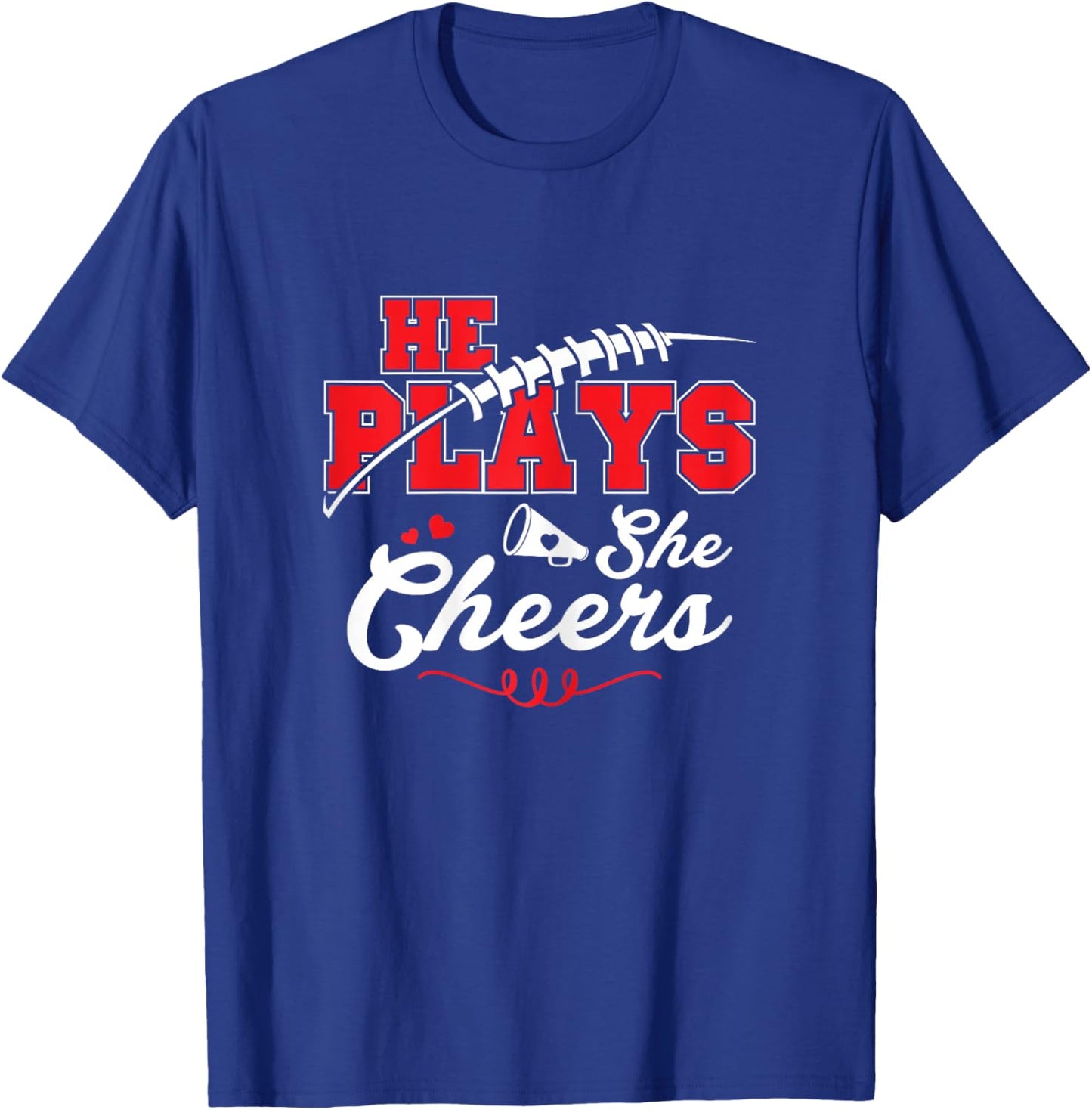 Cheer Mom Son plays Football Daugher Cheerleader Cheer Mom T-Shirt - T-Shirt | Royal