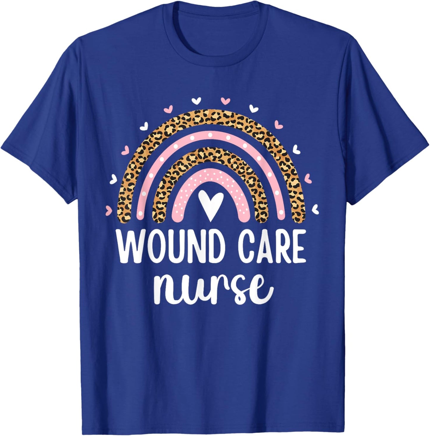 Wound Care Nurse Nursing Leopard Rainbow Wound Ostomy Nurse T-Shirt - T-Shirt | Royal