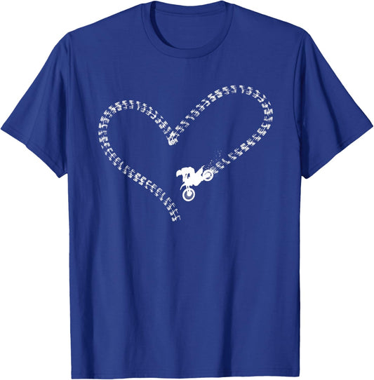 Dirt Bike Motorcross MX Rider Vintage Girl Heart T-Shirt - T-Shirt | Royal