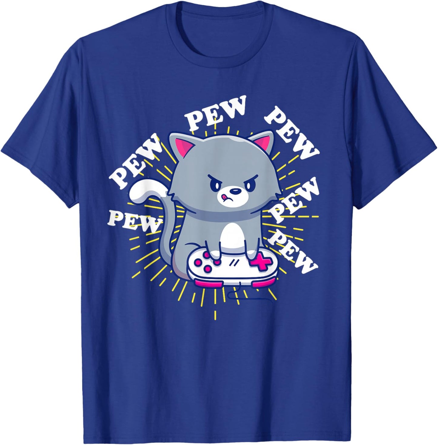 Pew Pew Cute Cat Gamer Headset Cat Gaming T-Shirt - T-Shirt | Royal