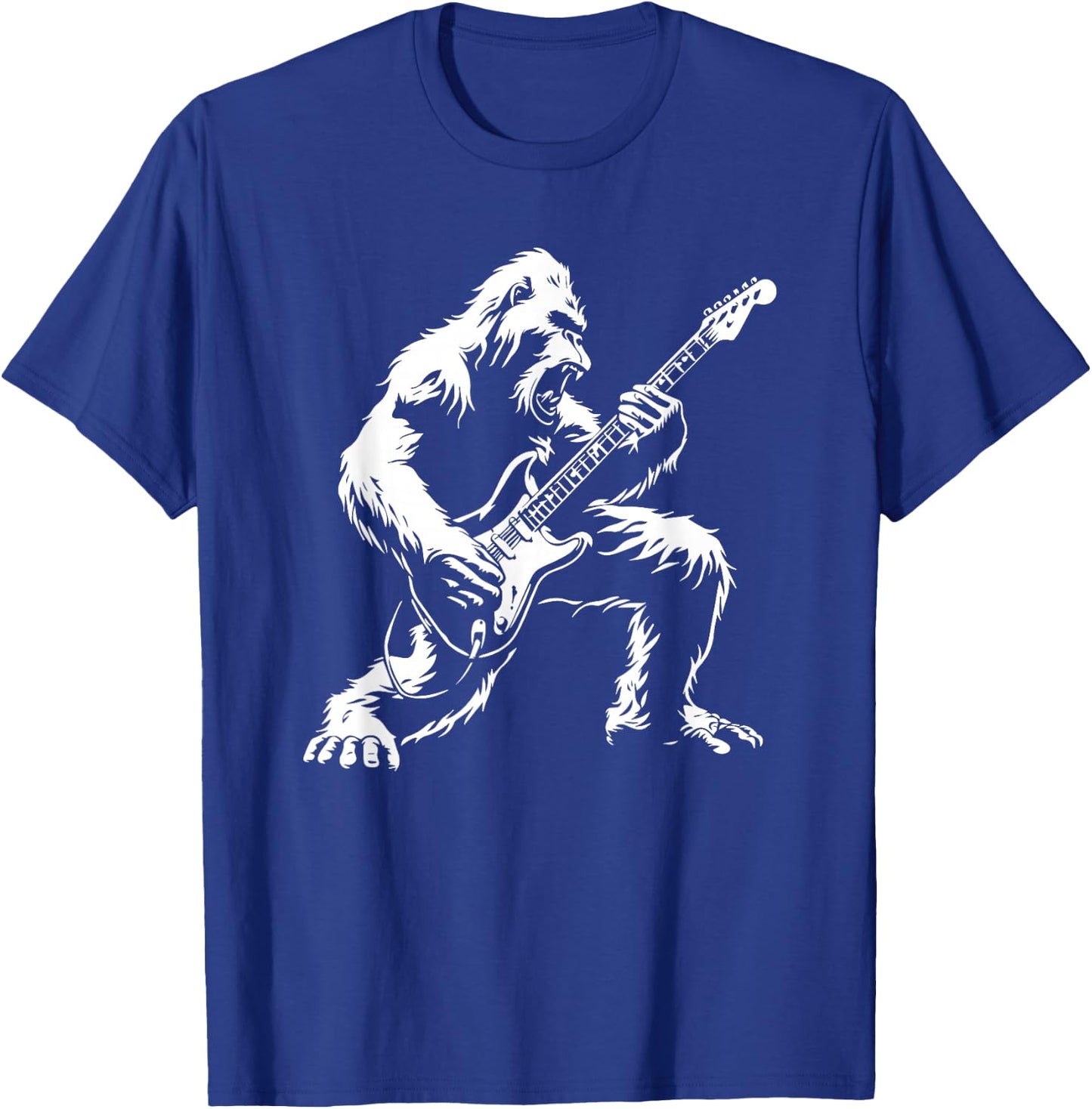 Bigfoot Playing Guitar Rock Music Band Sasquatch T-Shirt - T-Shirt | Royal