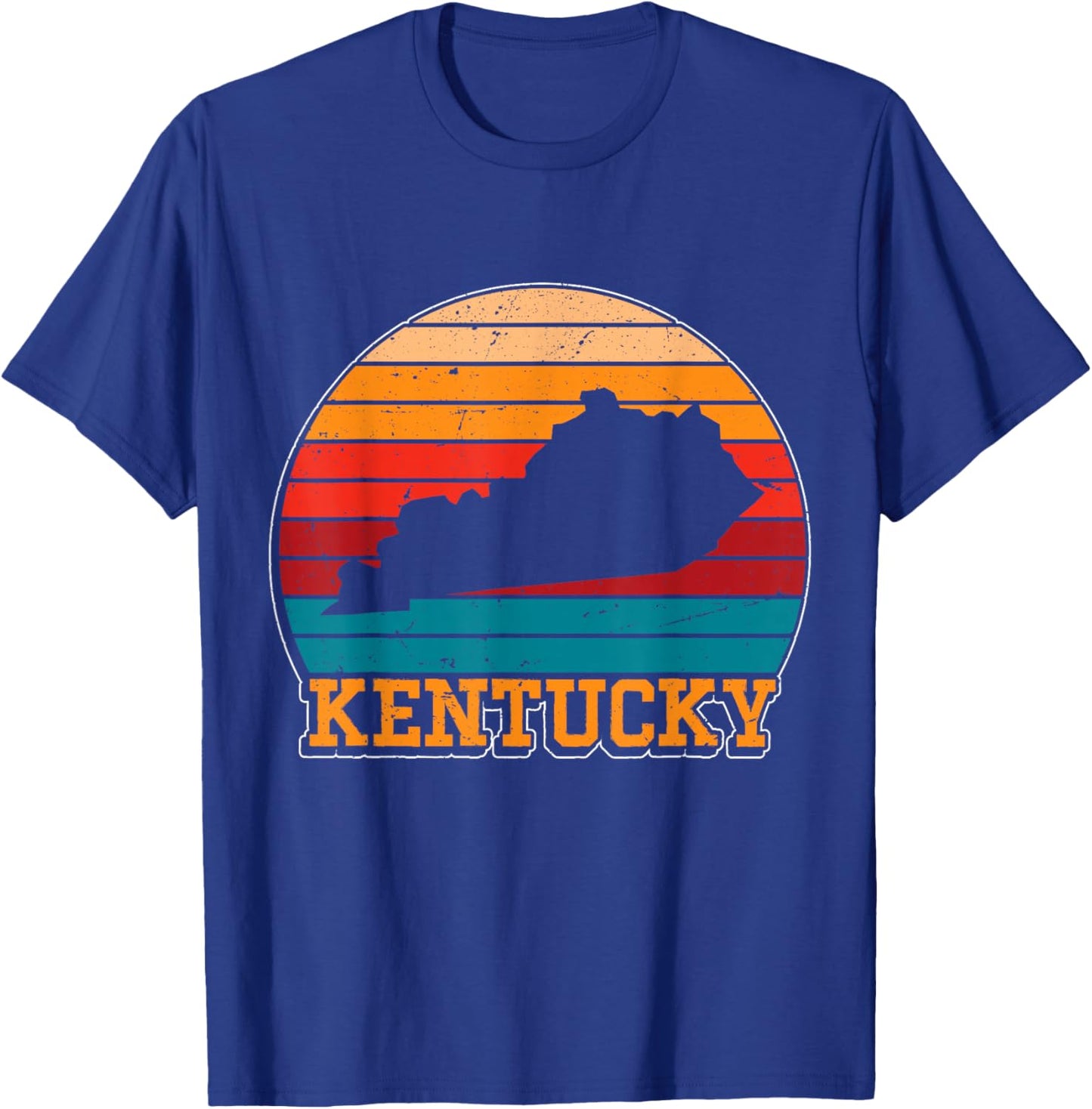 Kentucky Retro Vintage Sunset US State Kentucky Silhouette T-Shirt - T-Shirt | Royal