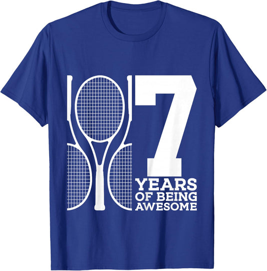 7 Years of Being Awesome Tennis 7th Birthday T-Shirt - T-Shirt | Royal