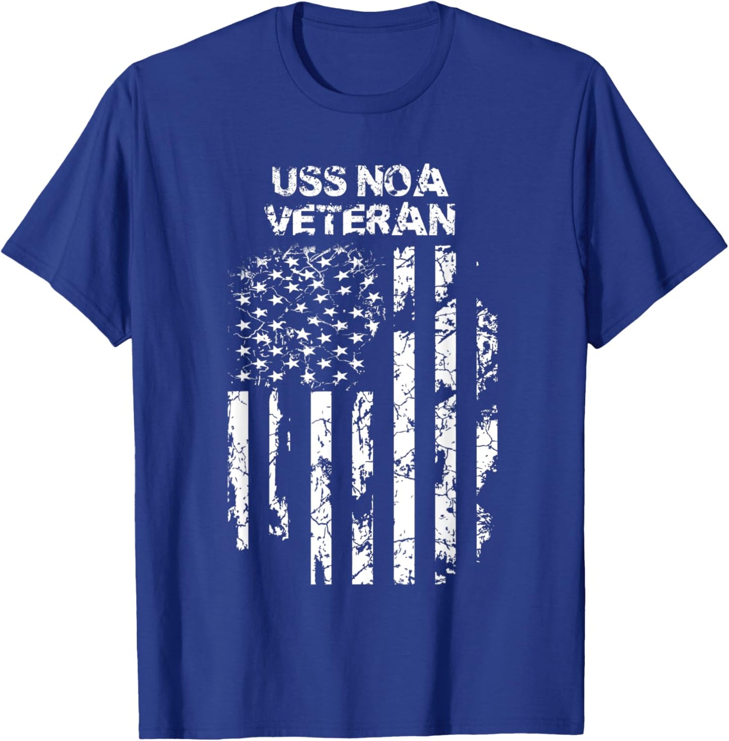 USS Noa Military Veteran Distressed USA Flag Women Men T-Shirt - T-Shirt | Royal