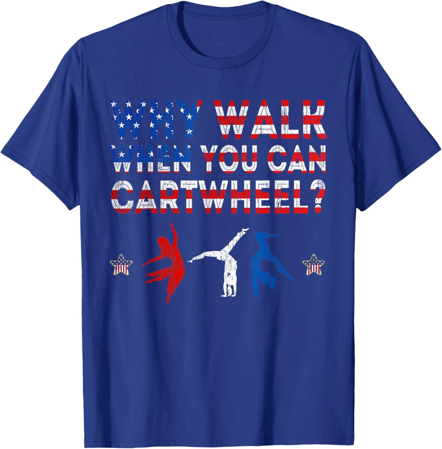 Gymnastics USA American Flag - Cartwheel Tumbling Funny Girl T-Shirt - T-Shirt | Royal