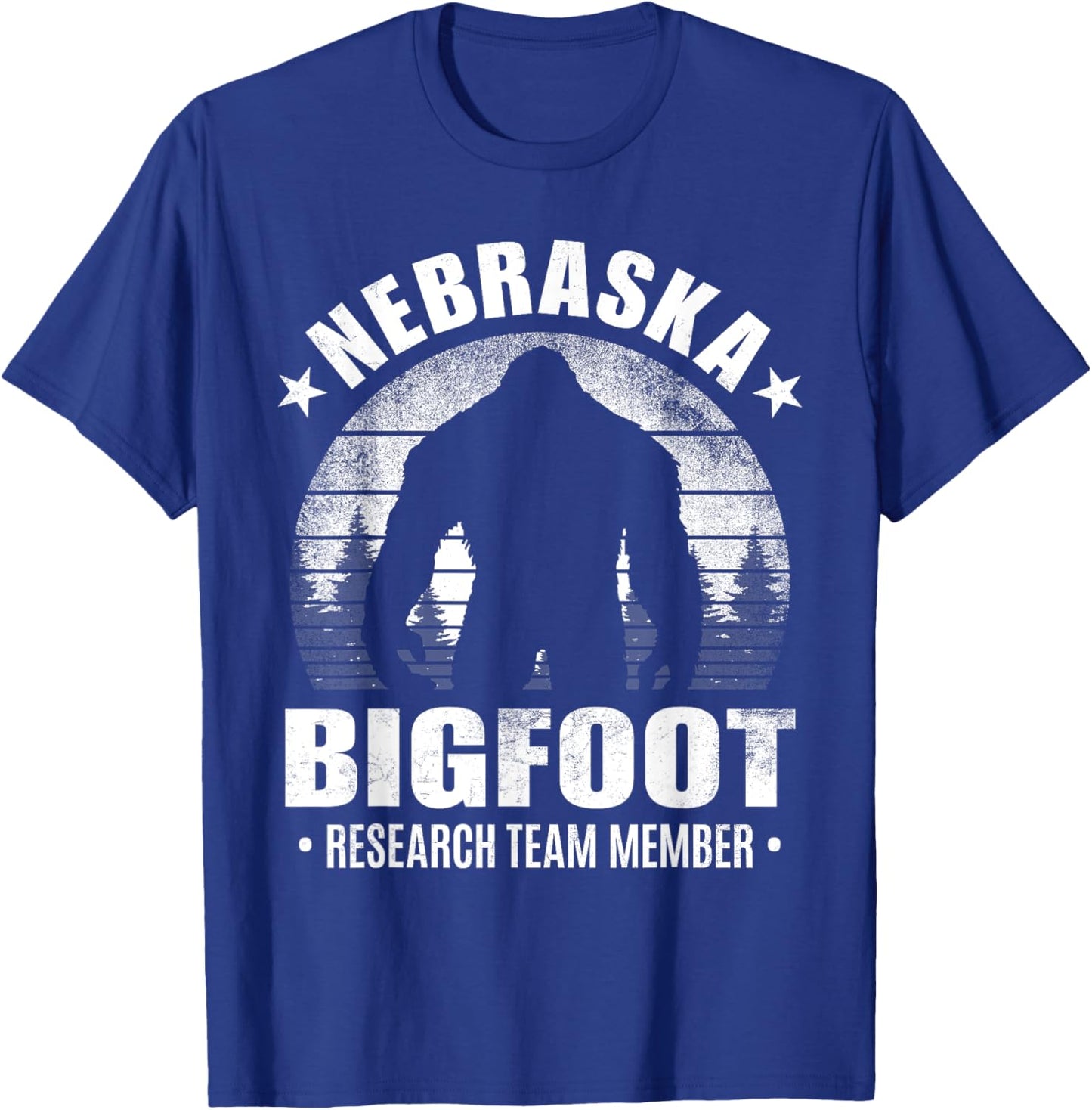Nebraska Bigfoot Research Team Member Sasquatch Sunset T-Shirt - T-Shirt | Royal