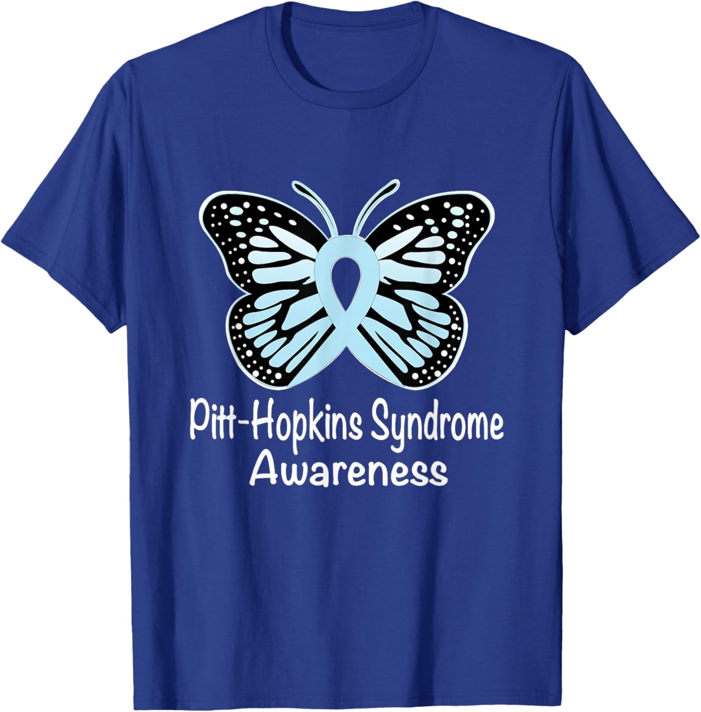 Pitt-Hopkins Syndrome Awareness Warrior Light Blue Ribbon T-Shirt - T-Shirt | Royal