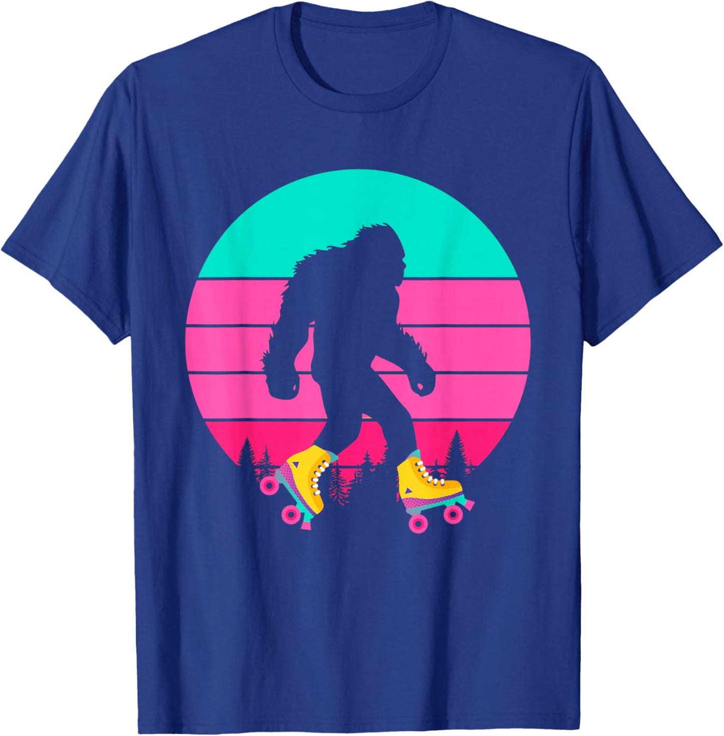 Bigfoot Roller Skates Sasquatch Yeti Rollerblade Shoes Wheel T-Shirt - T-Shirt | Royal