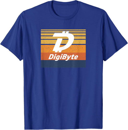 Digibyte Crypto Block Sunset DGB Cryptocurrency Color Tones T-Shirt - T-Shirt | Royal