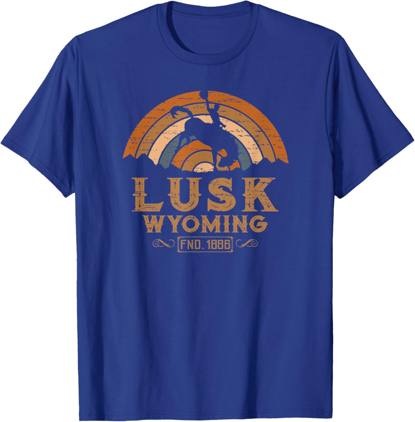 Lusk Wyoming WY Retro Style Rodeo Cowboy T-Shirt - T-Shirt | Royal