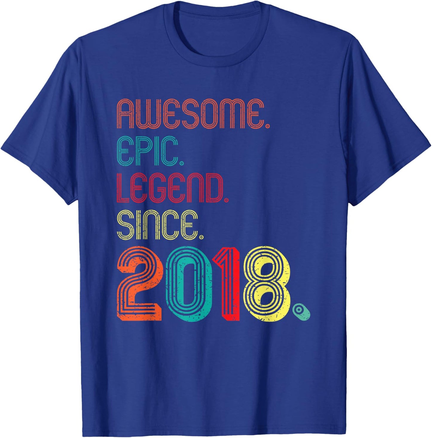 Awesome Epic Legend Since 2018 7 Years Old 7th Birthday T-Shirt - T-Shirt | Royal