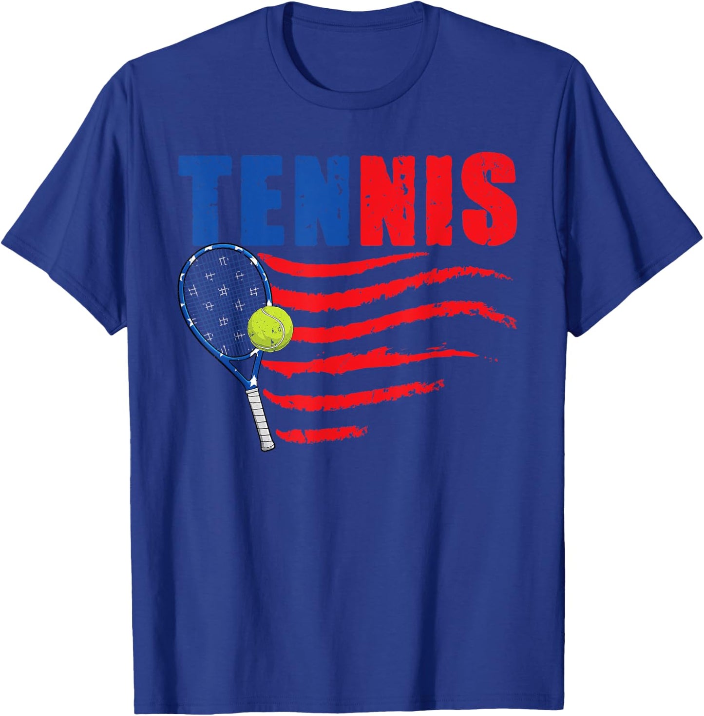 Retro Tennis Lover USA American Flag 4th Of July T-Shirt - T-Shirt | Royal