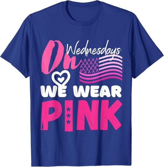 On Wednesday We Wear Pink Breast Cancer Awareness In October T-Shirt - T-Shirt | Royal