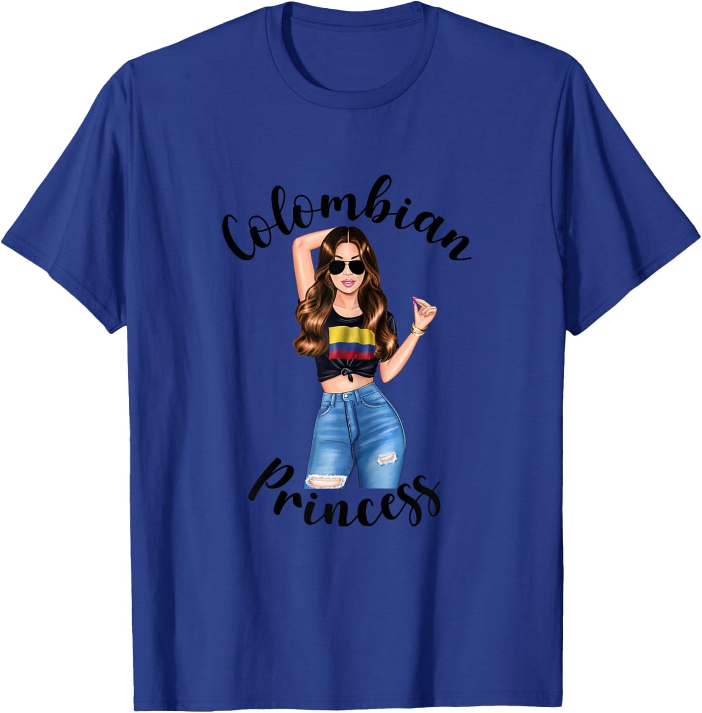 Colombian Princess Colombia Flag South American Latin Beauty T-Shirt - T-Shirt | Royal