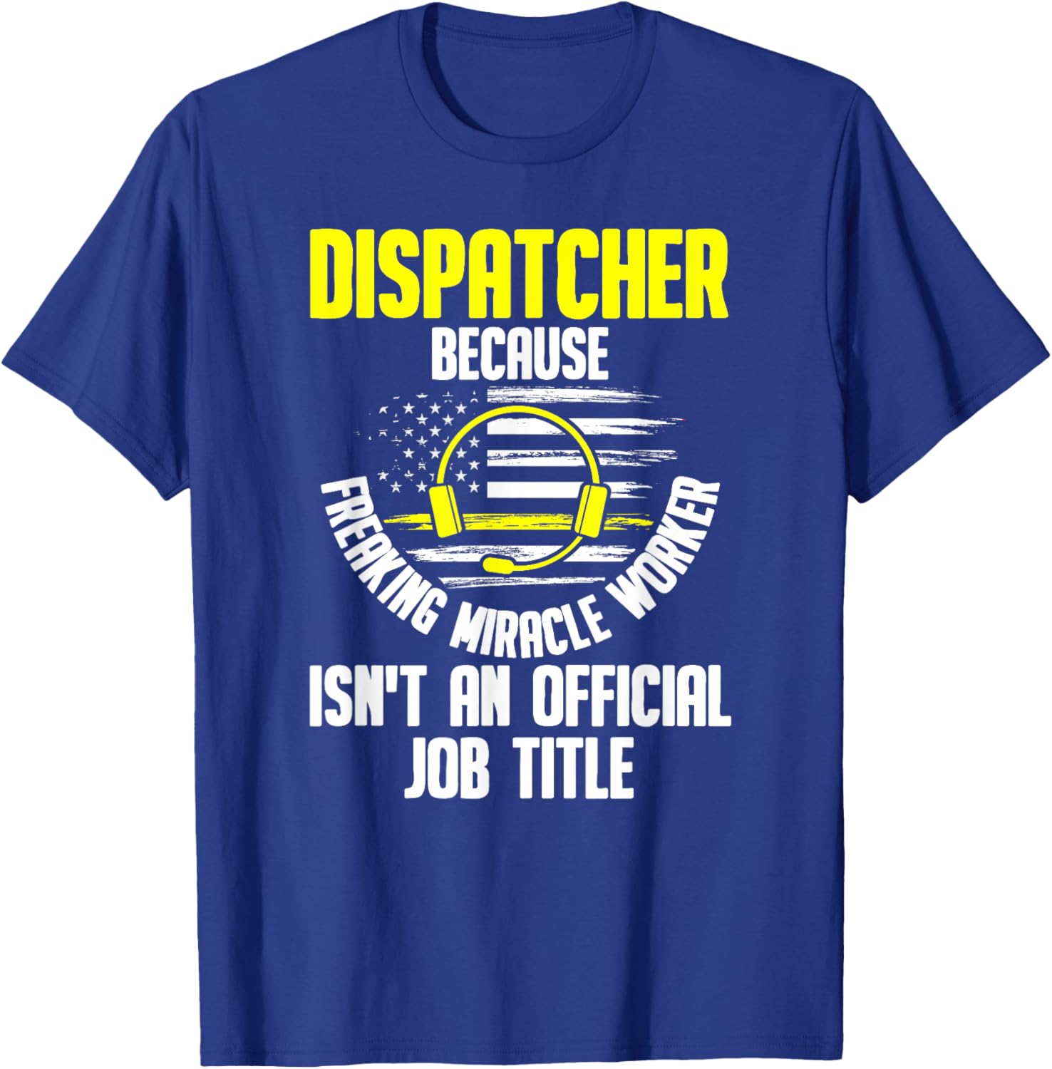 Dispatcher - 911 Operator Thin Gold Yellow Line Dispatcher T-Shirt - T-Shirt | Royal