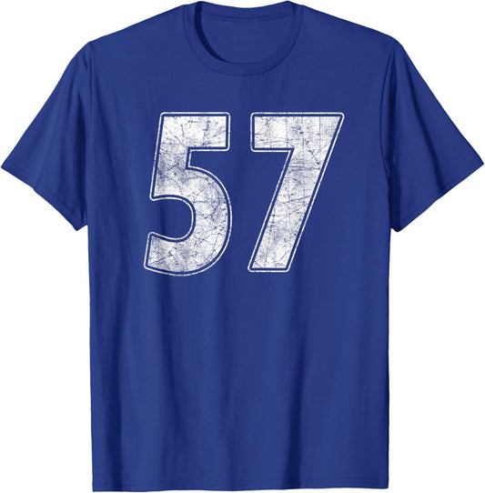 #57 Jersey Number 57 Uniform Biggest Fan Favorite Player T-Shirt - T-Shirt | Royal