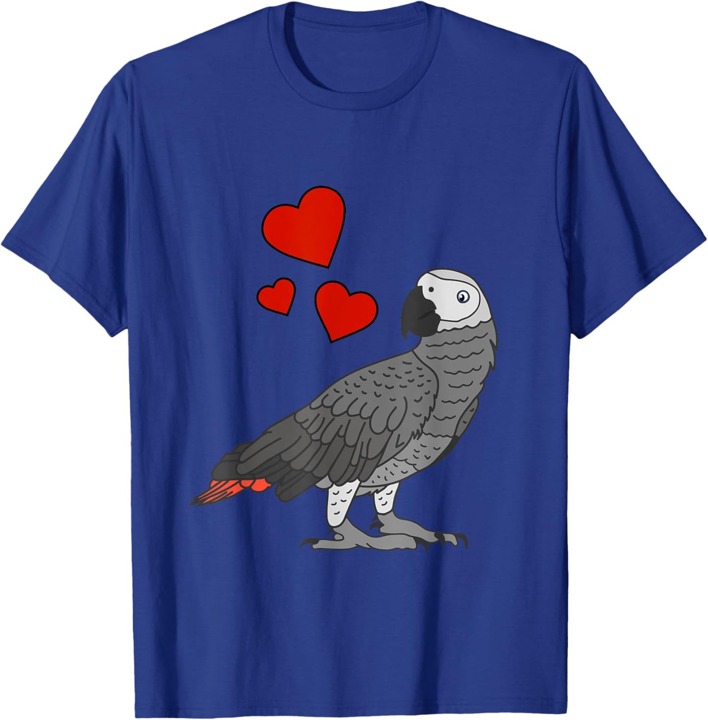 Cute African Gray Parrot with Hearts T-Shirt - T-Shirt | Royal