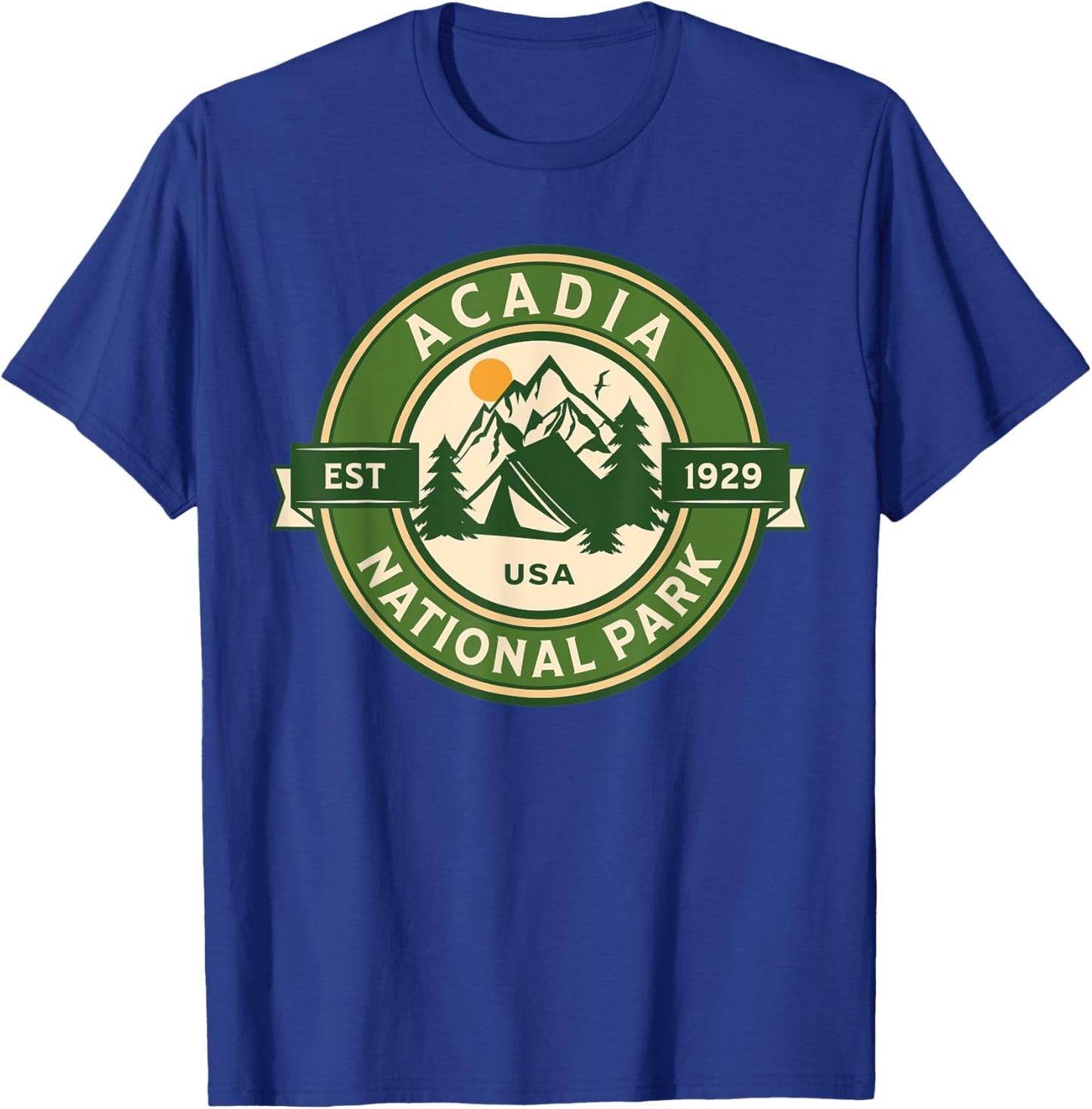 Acadia National Park Maine Hike Camp Outdoors Retro T-Shirt - T-Shirt | Royal