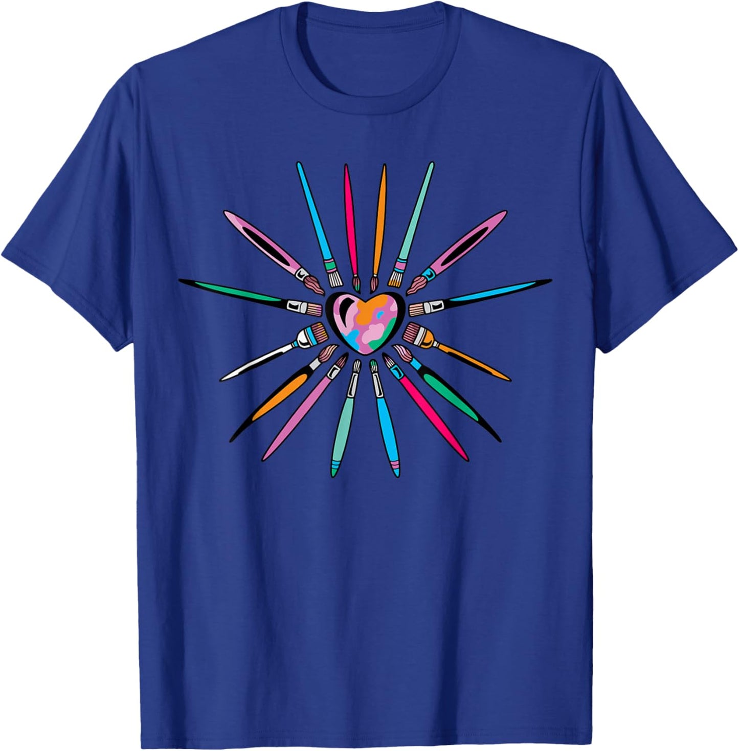 Cool Brush Heart Shape Art Teacher Paint for Artist Painter Men Women Kids T-Shirt - T-Shirt | Royal