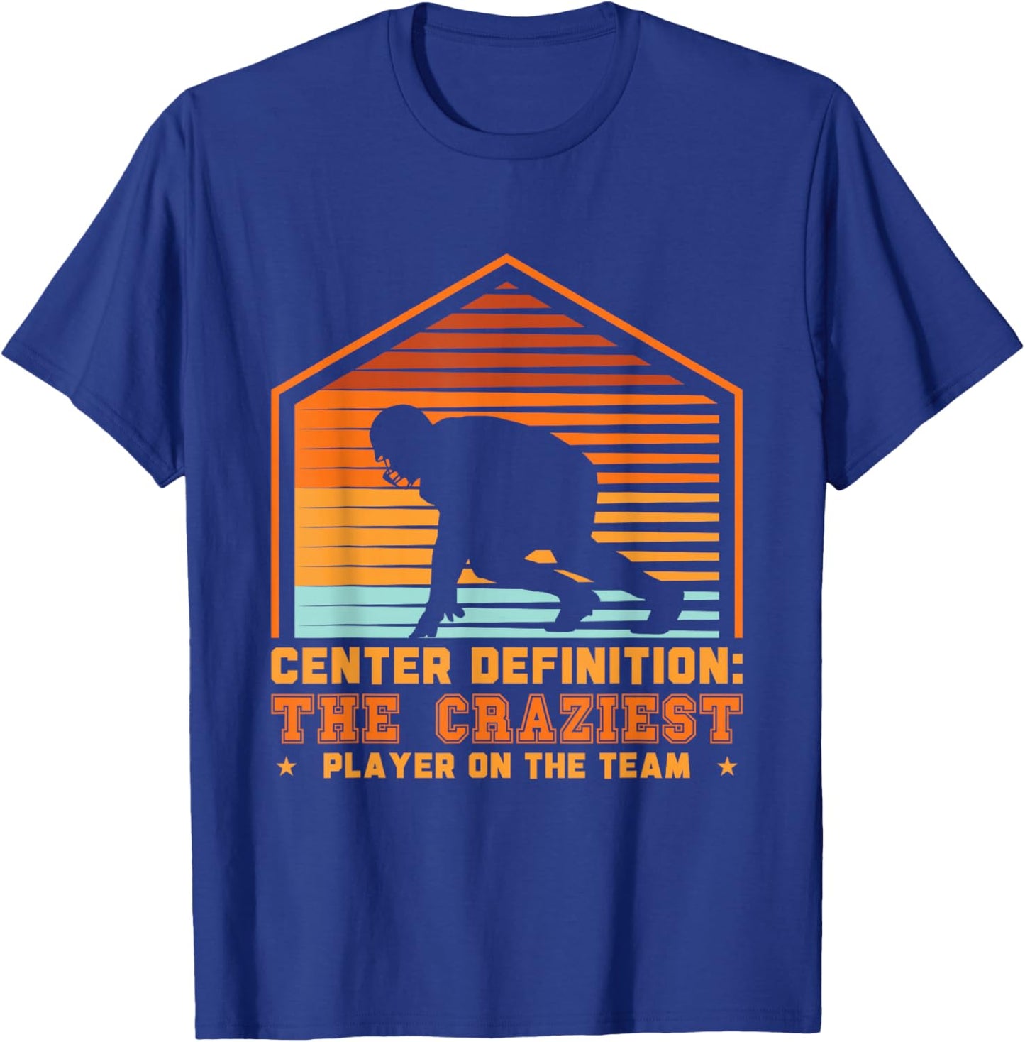 Football Center Definition Funny Lineman Retro Sports T-Shirt - T-Shirt | Royal