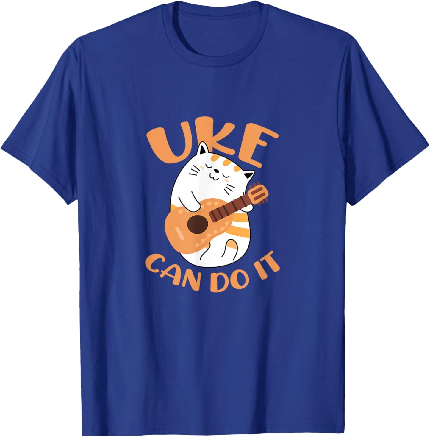 Uke Can Do It Funny Cat Playing Ukulele Uke Players T-Shirt - T-Shirt | Royal