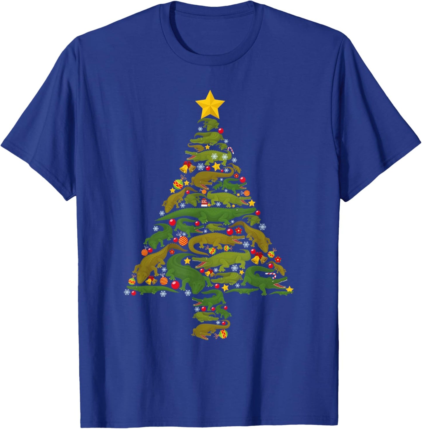 Funny Alligator Christmas Tree Crocodile Xmas Women Men Kids T-Shirt - T-Shirt | Royal