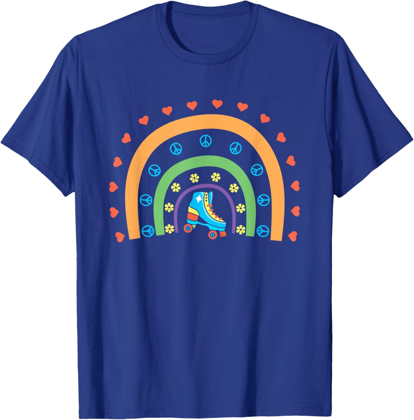Cool Roller Skating Skate Girl Rainbow T-Shirt - T-Shirt | Royal