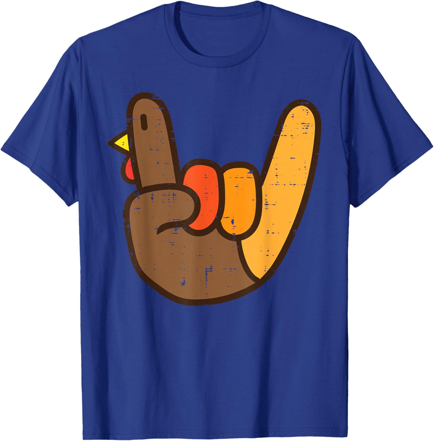 Rock Sign Turkey Hand Cool Thanksgiving Metal Punk Men Women T-Shirt - T-Shirt | Royal