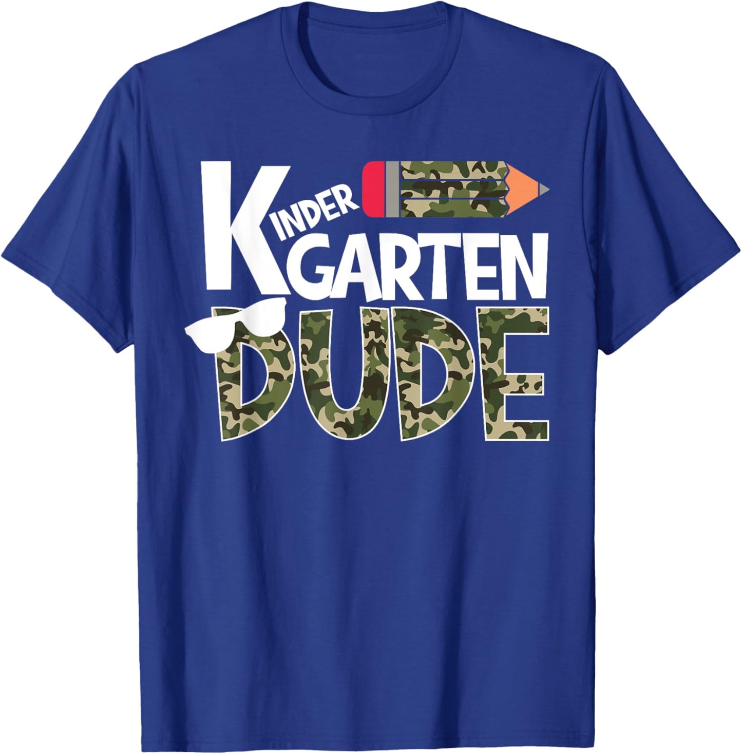 Kindergarten Dude Camo Print Back to School Boys Toddler T-Shirt - T-Shirt | Royal